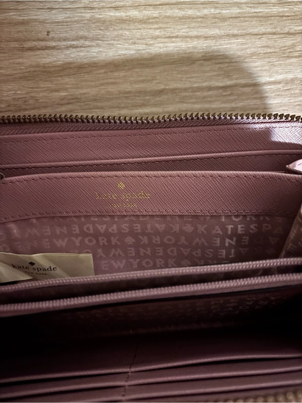 kate spade Pink Saffiano Zip-Around Wallet with Gold Hardware - Picture 4 of 5